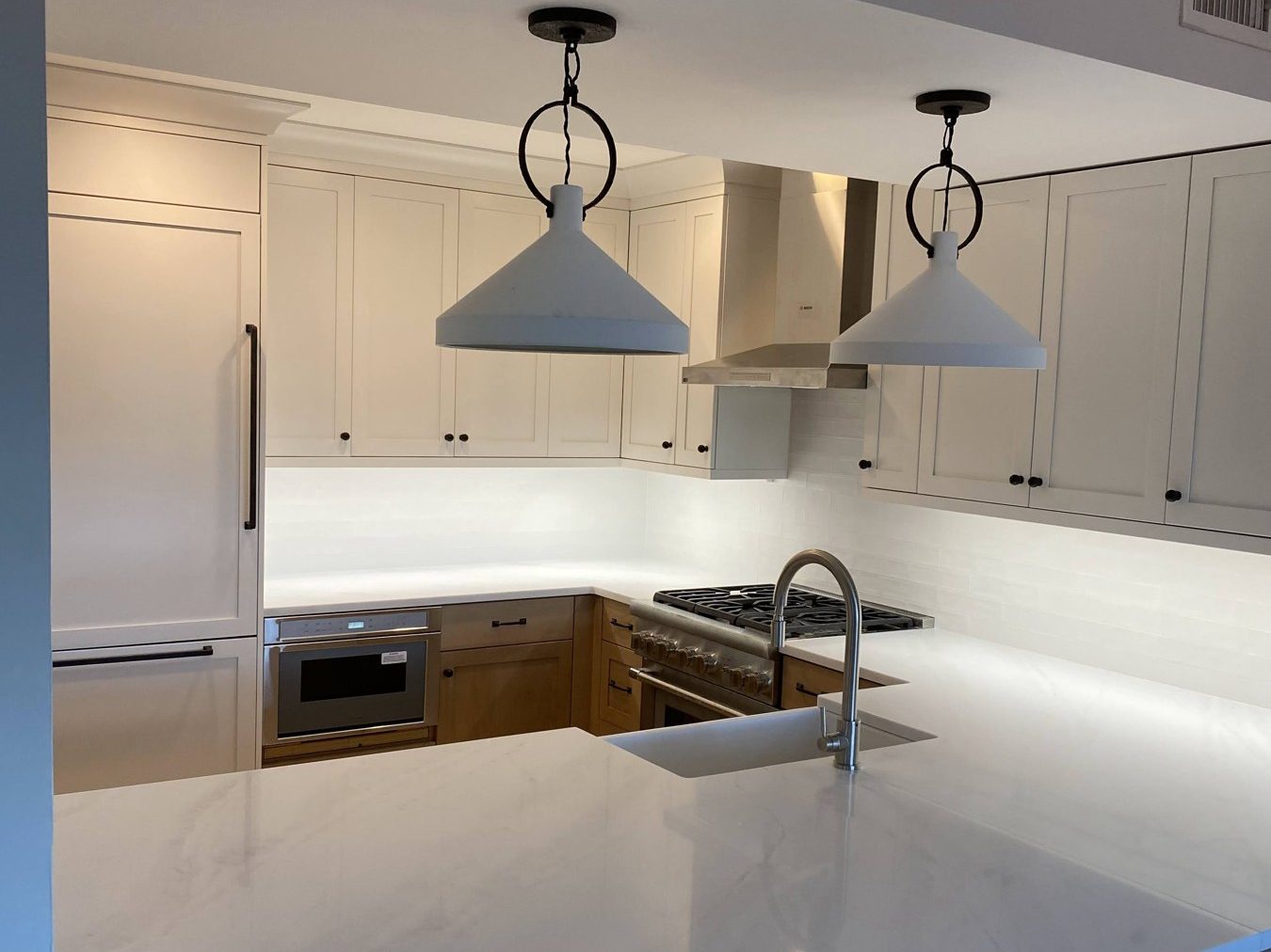 Kitchen remodel with pendant lighting