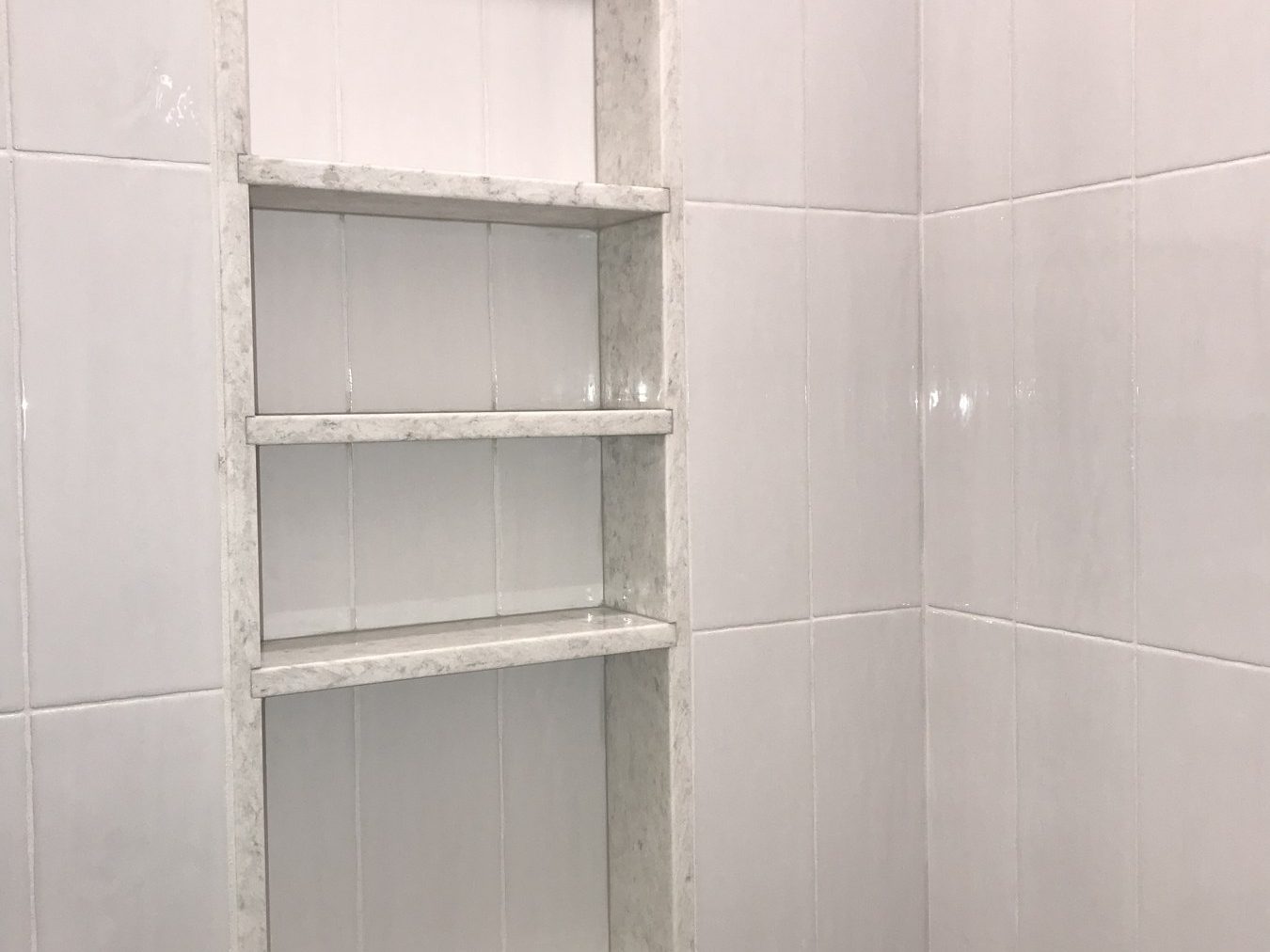 Built-in shower shelves